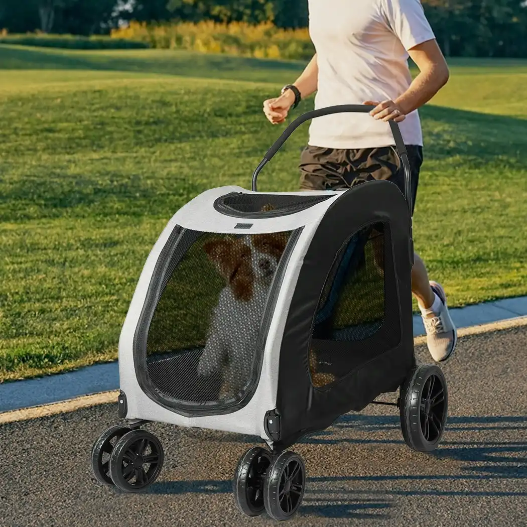 Pawz Pet Dog Stroller Pram Carrier Cat Travel Foldable 4 Wheels 50kg Capacity