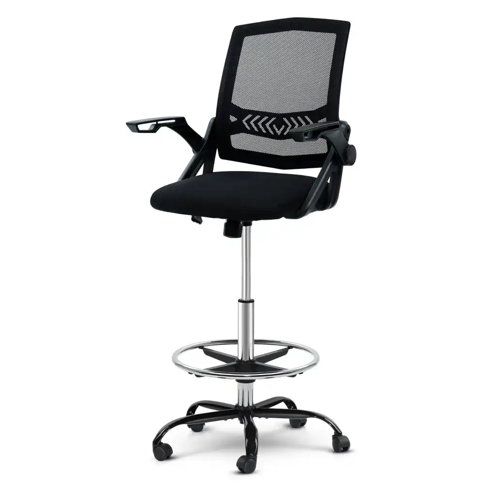 Artiss Office Chair  Veer Drafting Stool Mesh Chairs Armrest Black Standing Desk