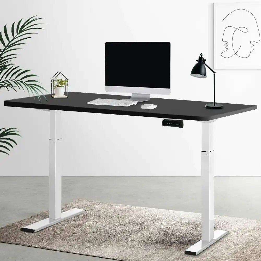 Artiss Electric Sit Stand Desk Standing Desks Dual Motorised Computer Laptop Table White Frame Black Desk Top