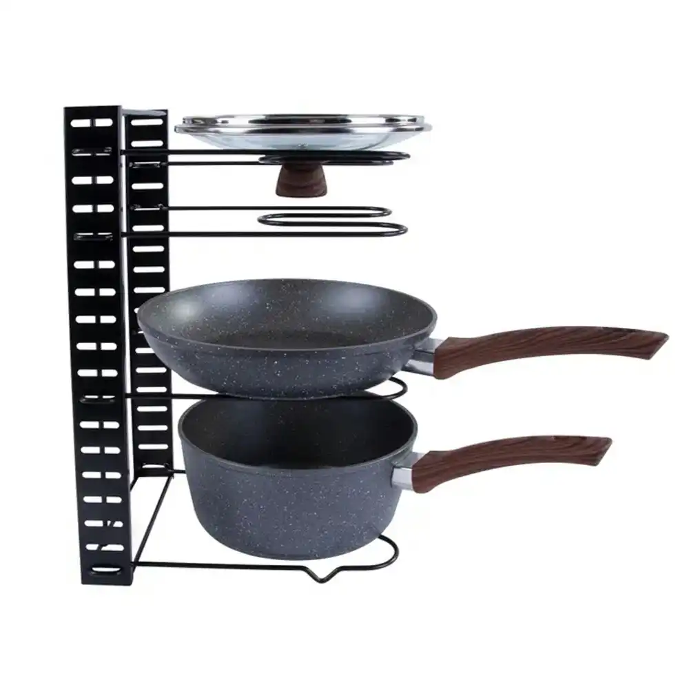 Living Today 38cm Kitchen Pot/Pan/Lid Holder Cupboard Single Organiser Rack BLK