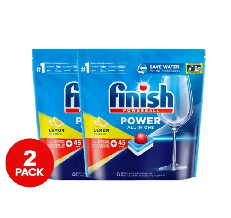2 x 45pk Finish Powerball Power All In One Dishwashing Tablets Lemon Sparkle 90 Tablets