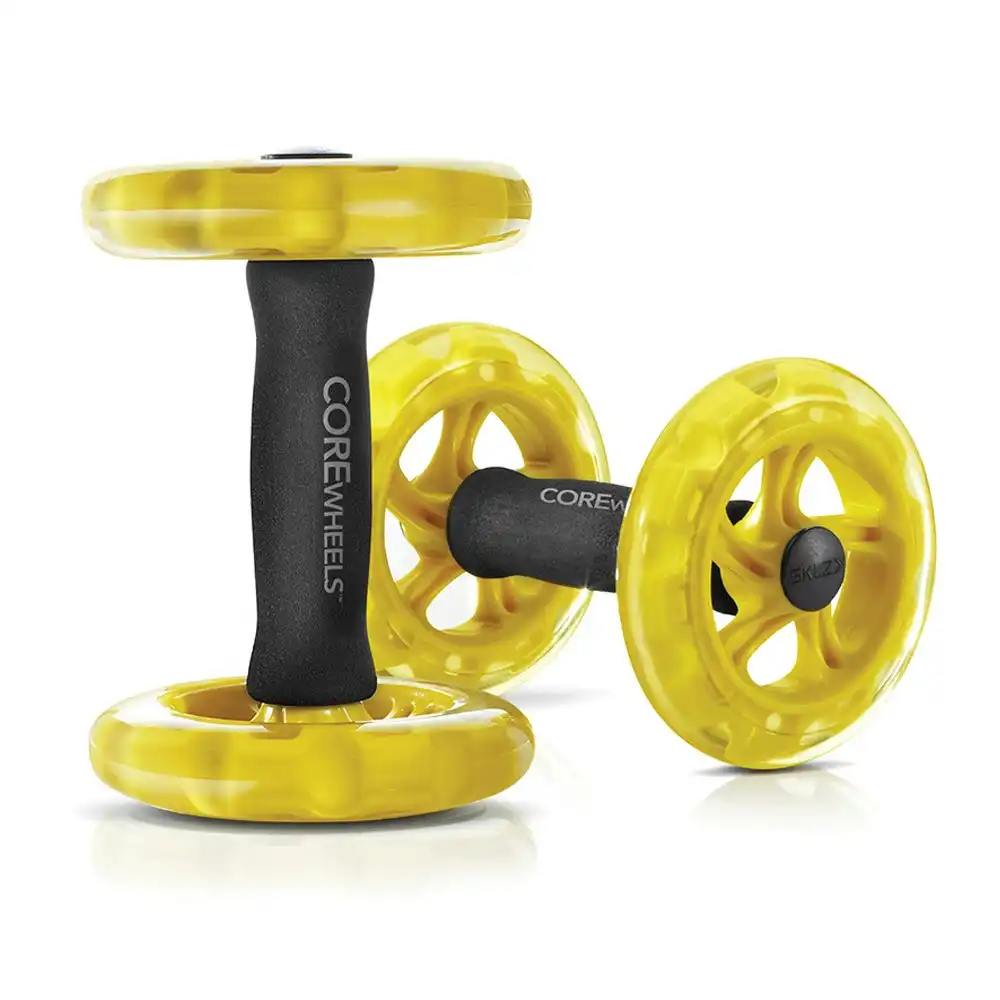 2pc SKLZ 24.13cm Rolling COREwheels Abdominal Full Body Strength Training Yellow