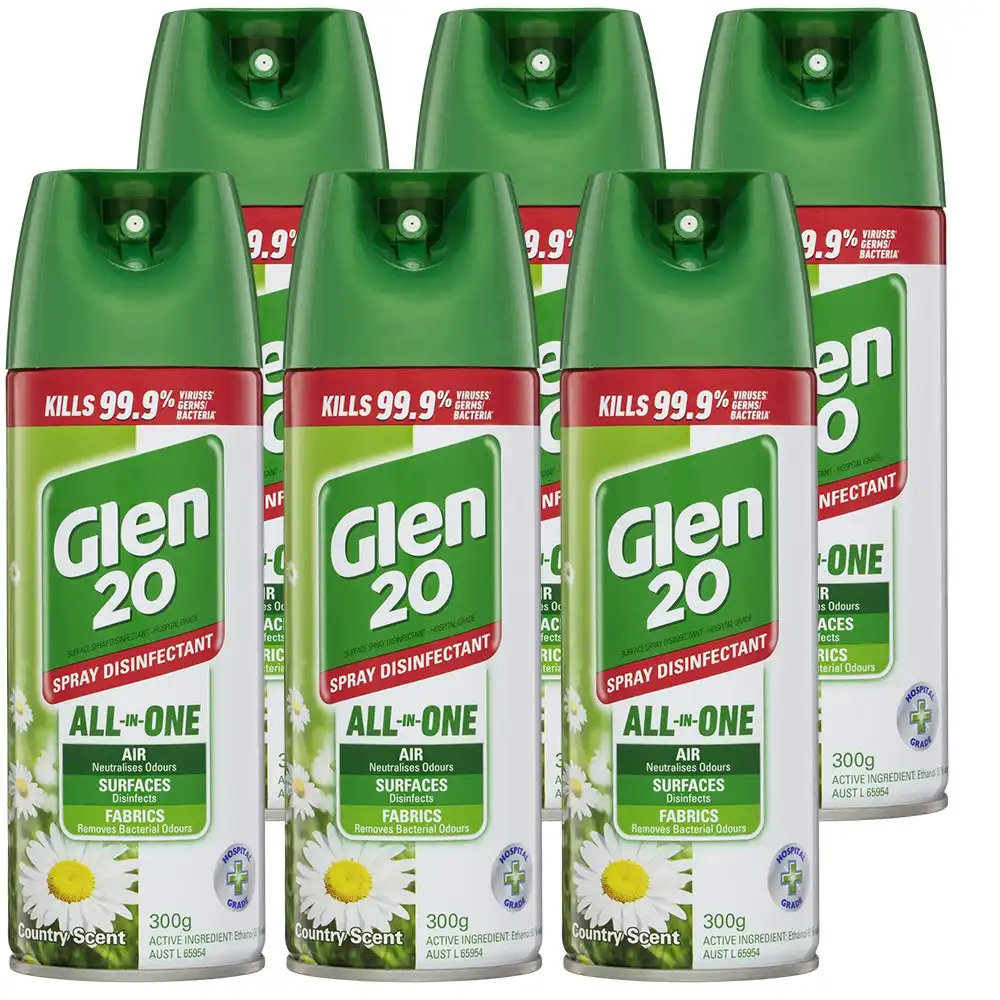 6PK Glen 20 Disinfectant Spray 300g Kills 99.9% of Germs Country Scent