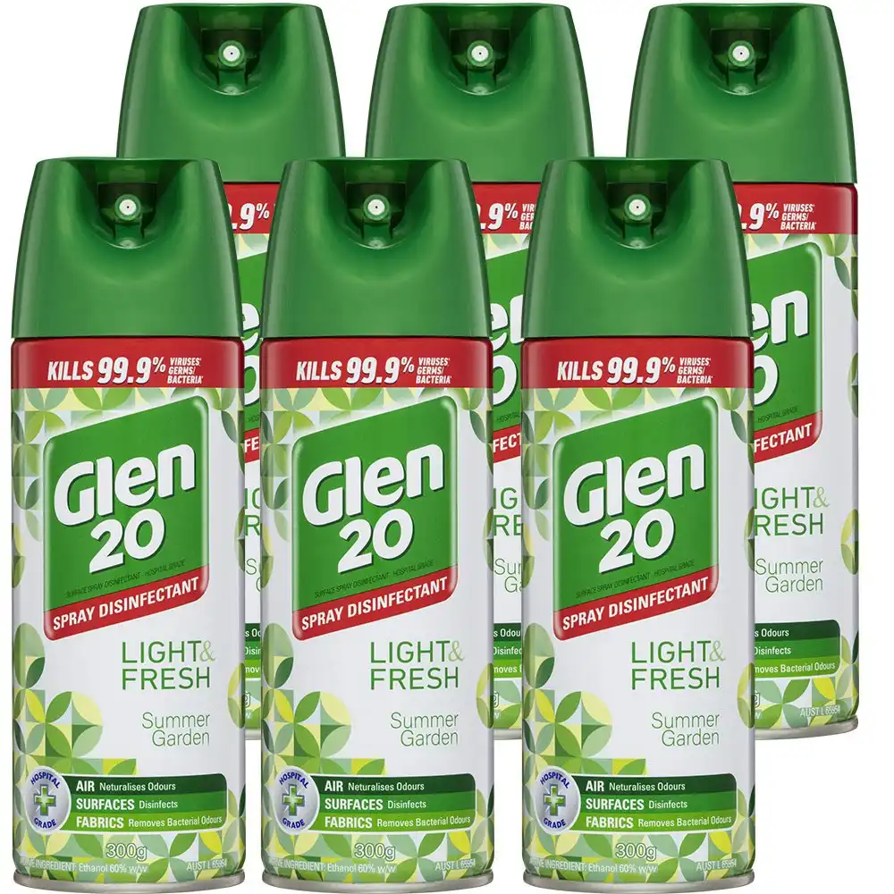 6PK Glen 20 Disinfectant Spray 300g Kills 99.9% of Germs Summer Garden