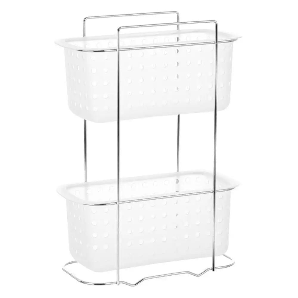 Boxsweden 2 Tier Bathroom Rack Standing Storage Organiser Stand Frosted Clear