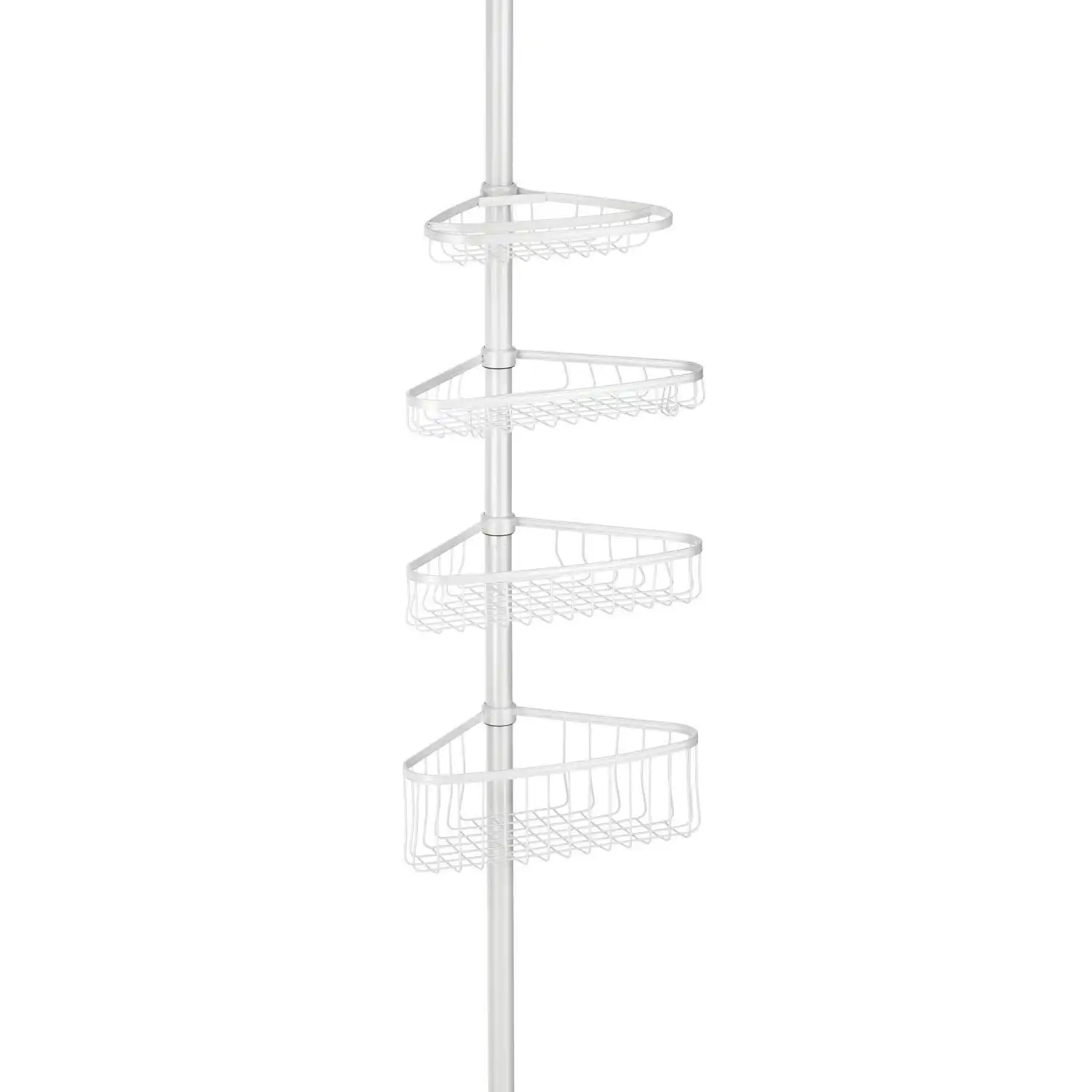 Idesign York Tension Adjustable Corner Shower Bathroom Wire Caddy White 59.6cm