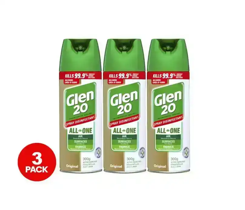 3 x Glen 20 All-In-One Disinfectant Spray Original 300g