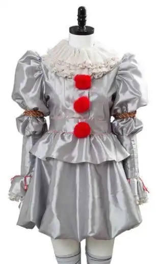Women's Stephen King's It Pennywise Evil Clown Halloween Scary Costume Outfit