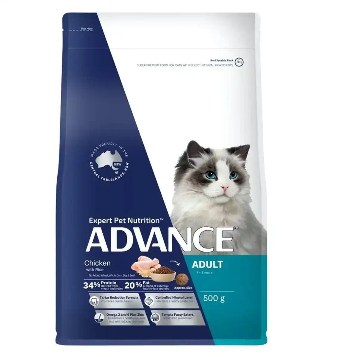 ADVANCE Adult Cat Chicken with Rice Dry Cat Food 500 Gm
