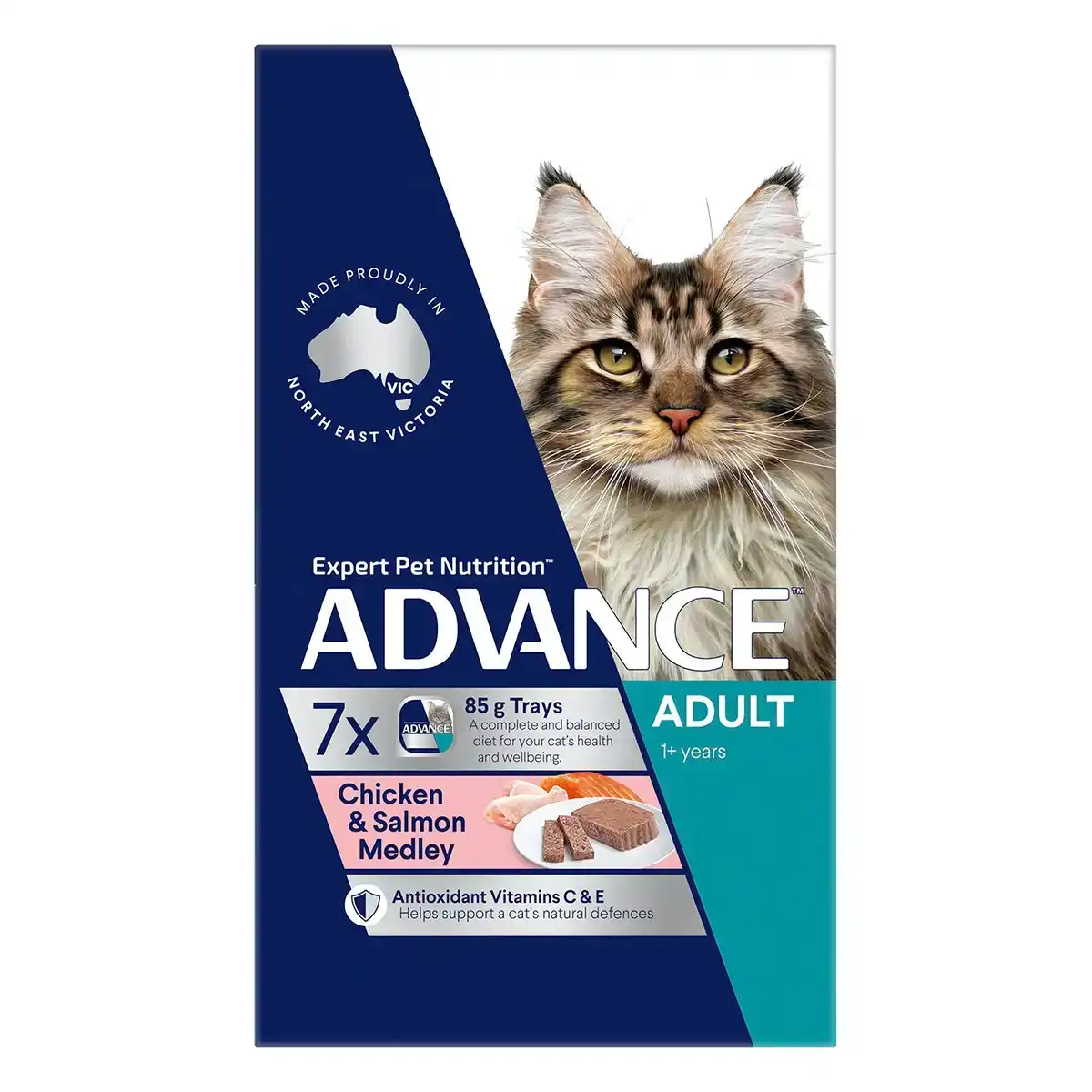 ADVANCE Adult Chicken & Salmon Medley Trays Wet Cat Food (85G*7) 1 Pack