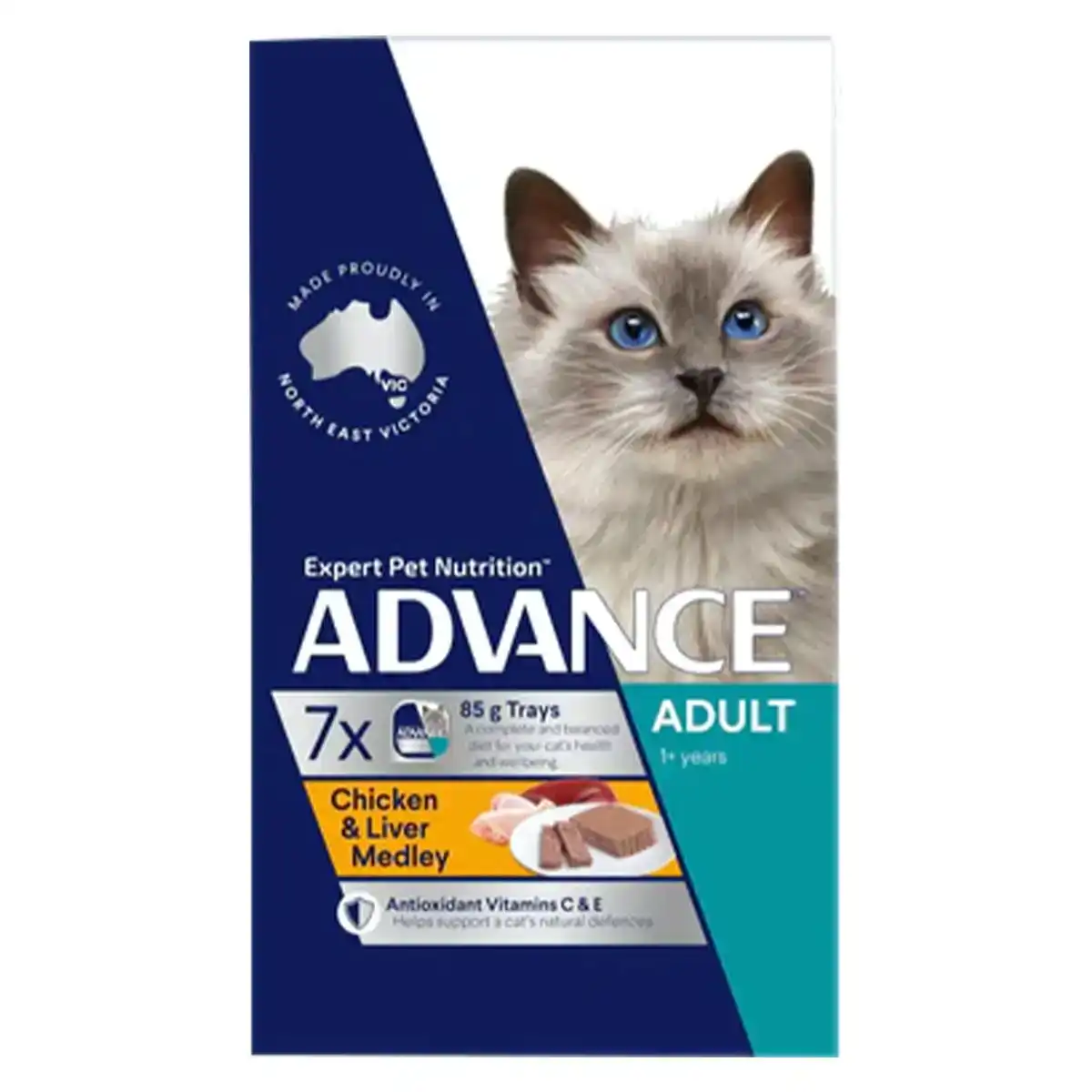 ADVANCE Adult Chicken & Liver Medley Trays Wet Cat Food (85G*7) 1 Pack