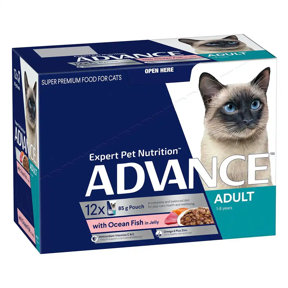 ADVANCE Adult Ocean Fish in Jelly Pouches Wet Cat Food (85G*12) 1 Pack