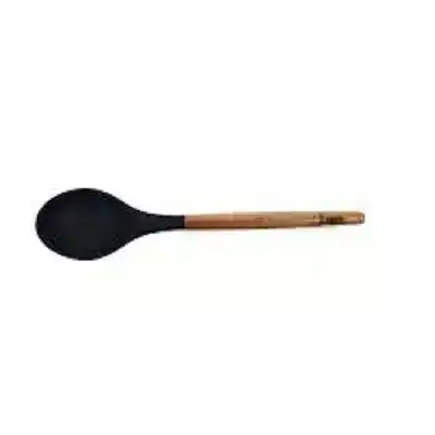 Classica St Clare Utensils - Acacia Handle with Black Silicone - Solid Spoon