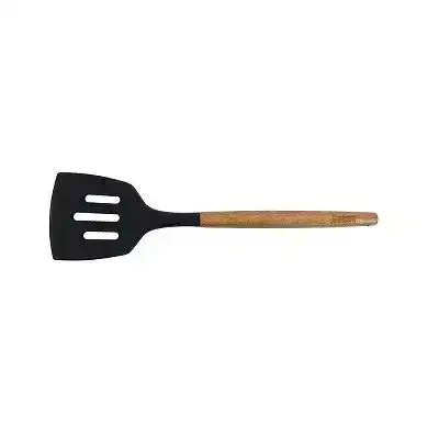 Classica St Clare Utensils - Acacia Handle with Black Silicone - Slotted Turner