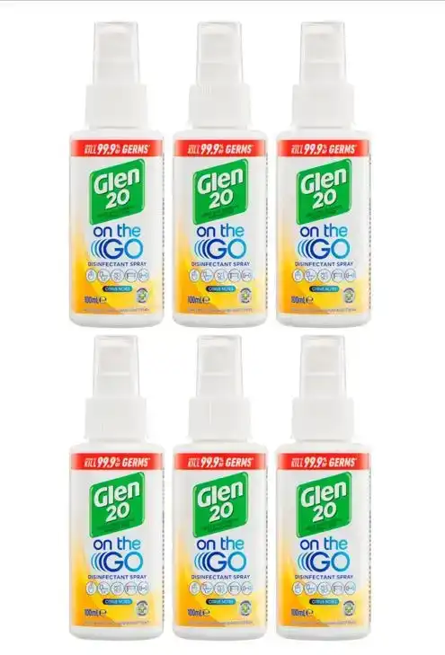 6 Pack Glen 20 On The Go Disinfectant Spray Citrus Notes 100ml