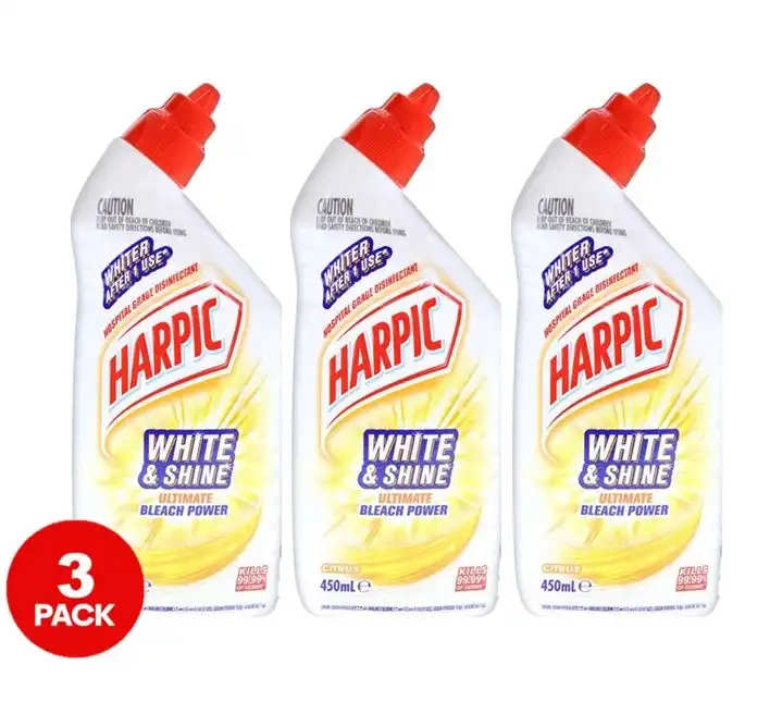 3 Pack Harpic White and Shine Bleach 450ml