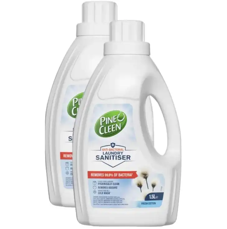 2 Pack Pine O Cleen Anti-Bacterial Laundry Sanitiser Fresh Cotton 1.5L