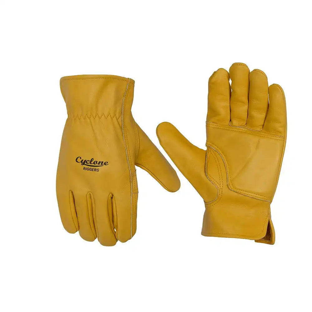 Cyclone Size Large Padded Riggers Gardening Gloves Riggers Leather Yellow