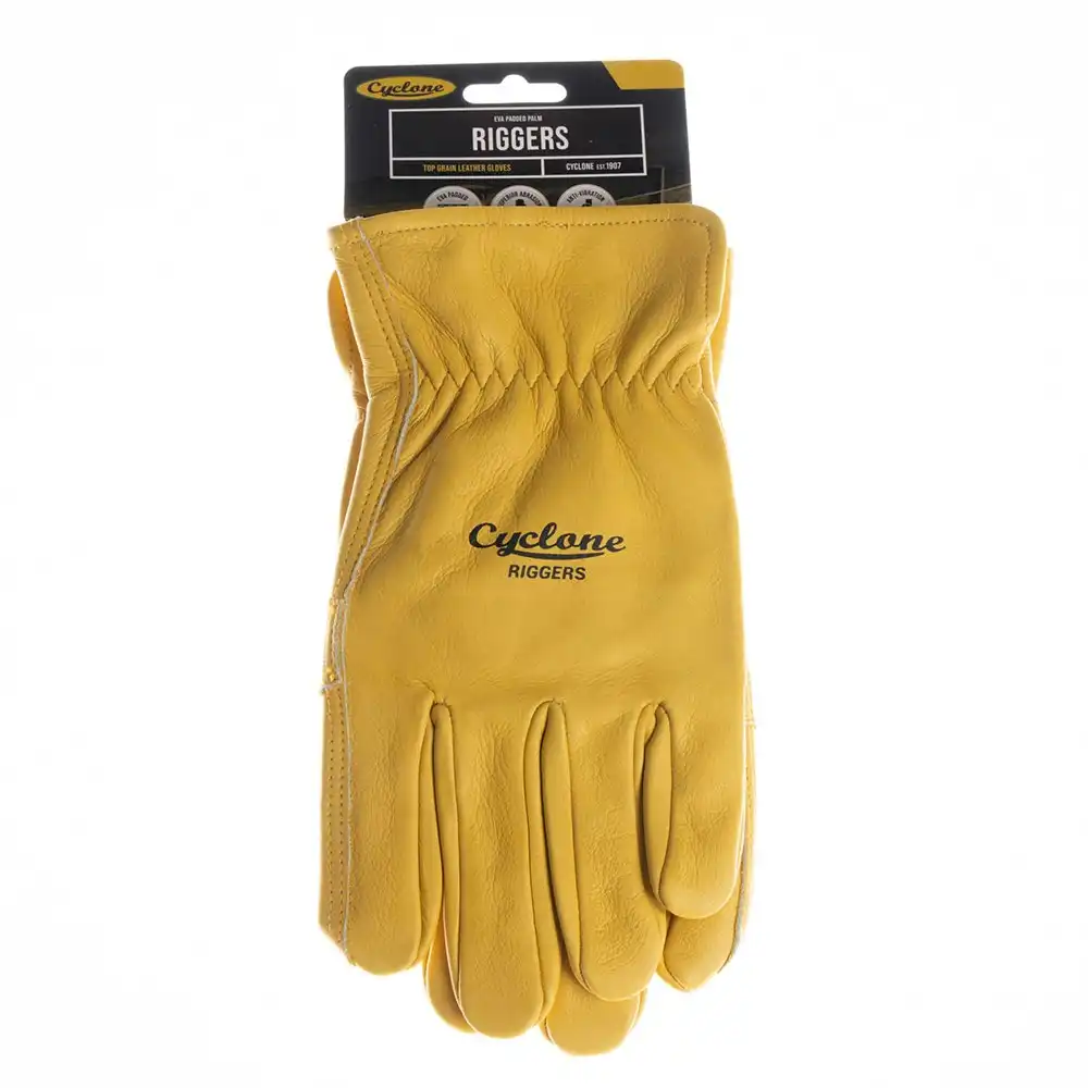 Cyclone Size XL Padded Riggers Gardening Gloves Riggers Leather Yellow