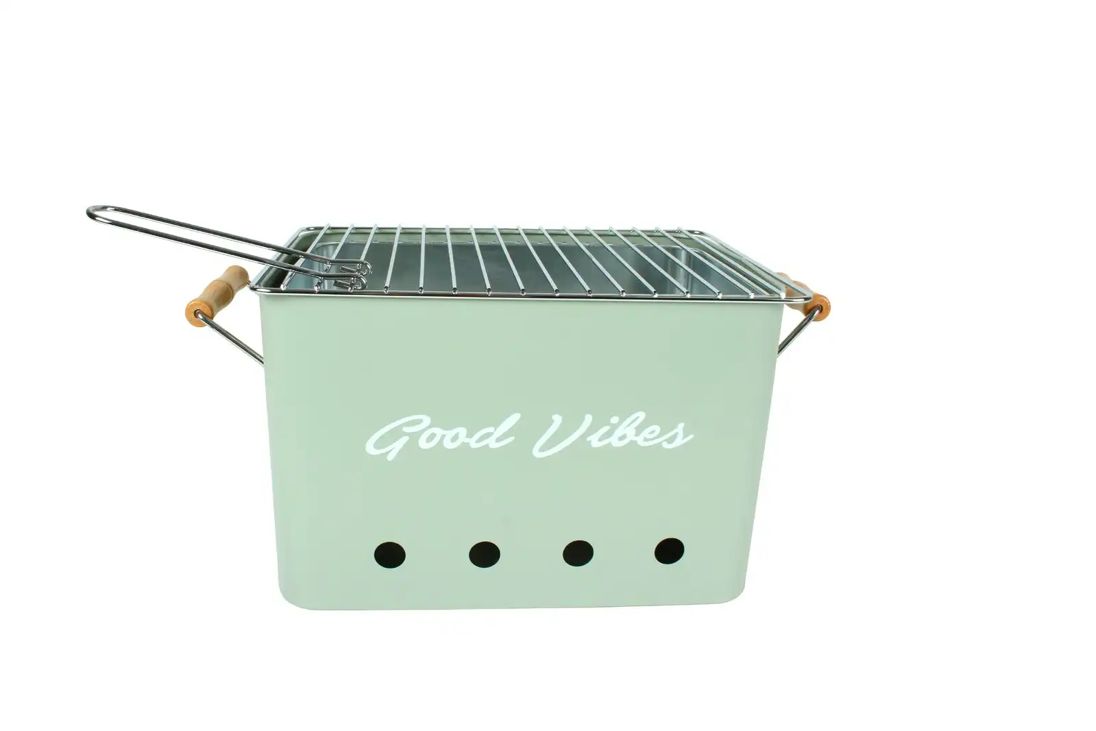 Good Vibes 43x22cm Beach/Outdoor Charcoal Portable BBQ/Barbecue Hamptons Sage