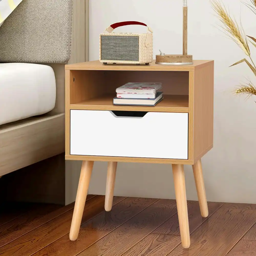 Alfordson Bedside Table Nightstand Scandinavian White