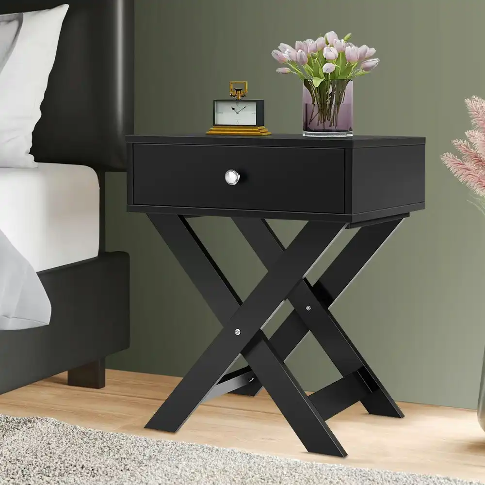 Alfordson Bedside Table Nightstand French Country Black