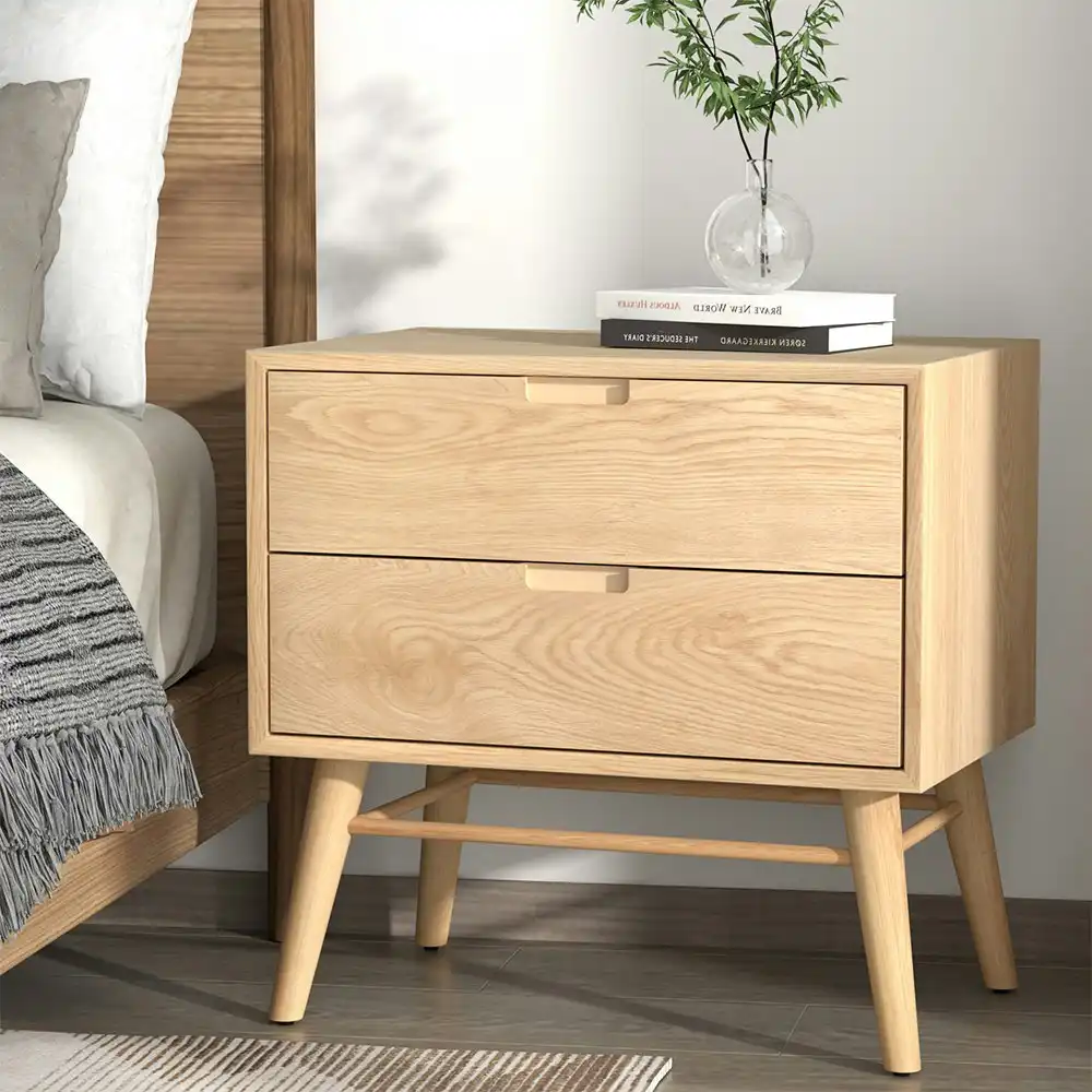 Artiss Bedside Table 2 Drawers - GINO Pine