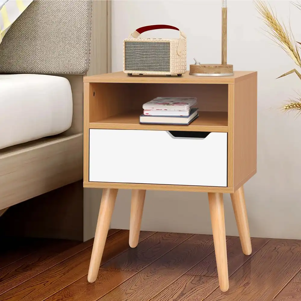 Alfordson Bedside Table Scandinavian Nightstand White