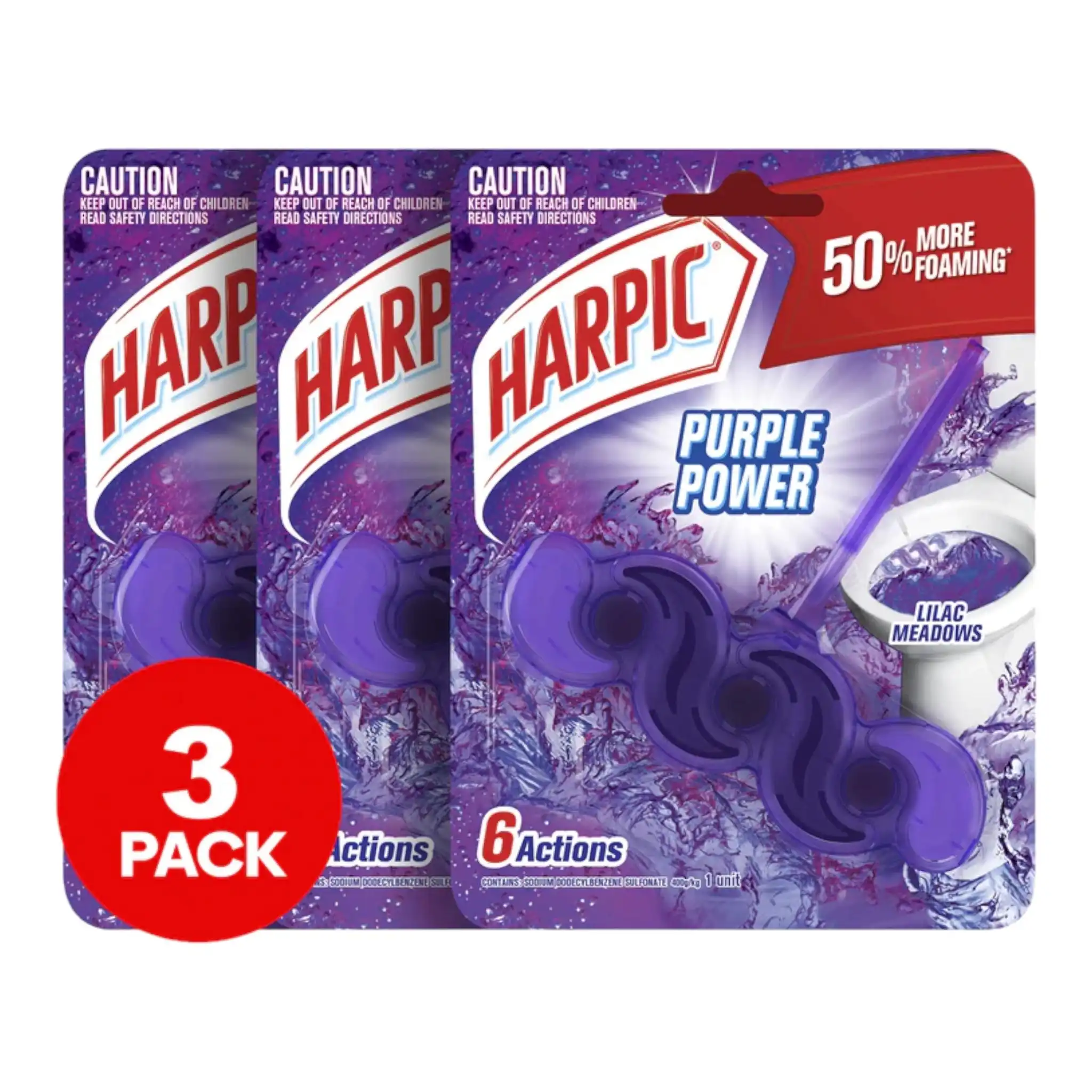 3 Pack Harpic Fresh Power Lilac Meadows Toilet Block