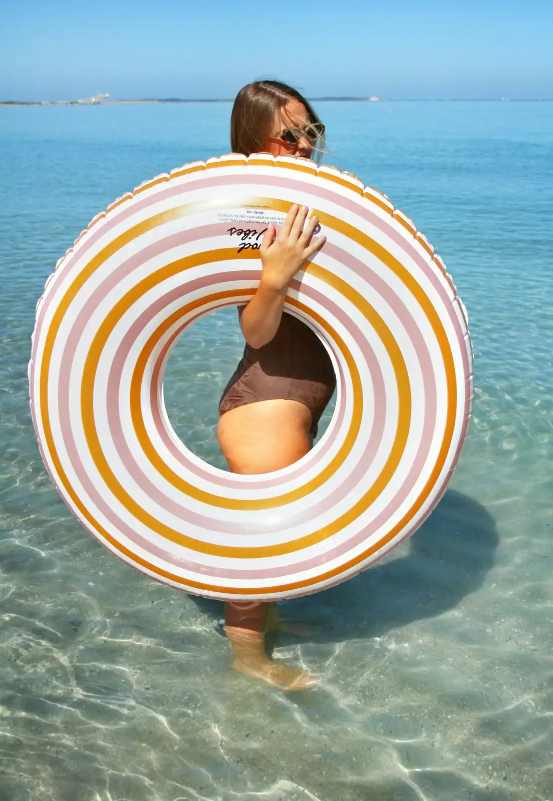 Good Vibes 108cm Inflatable Stripe Swim Ring Beach/Pool Outdoor Party Kids Toy