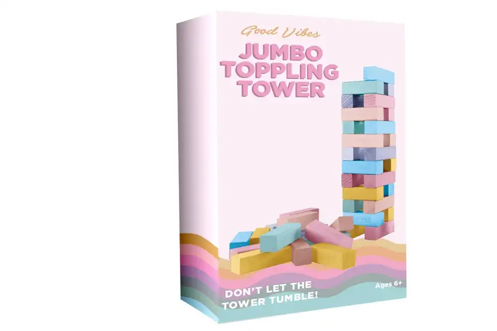 54pc Good Vibes 79x12cm Jumbo Toppling Tower Pine Wood Kids/Children Game Toy