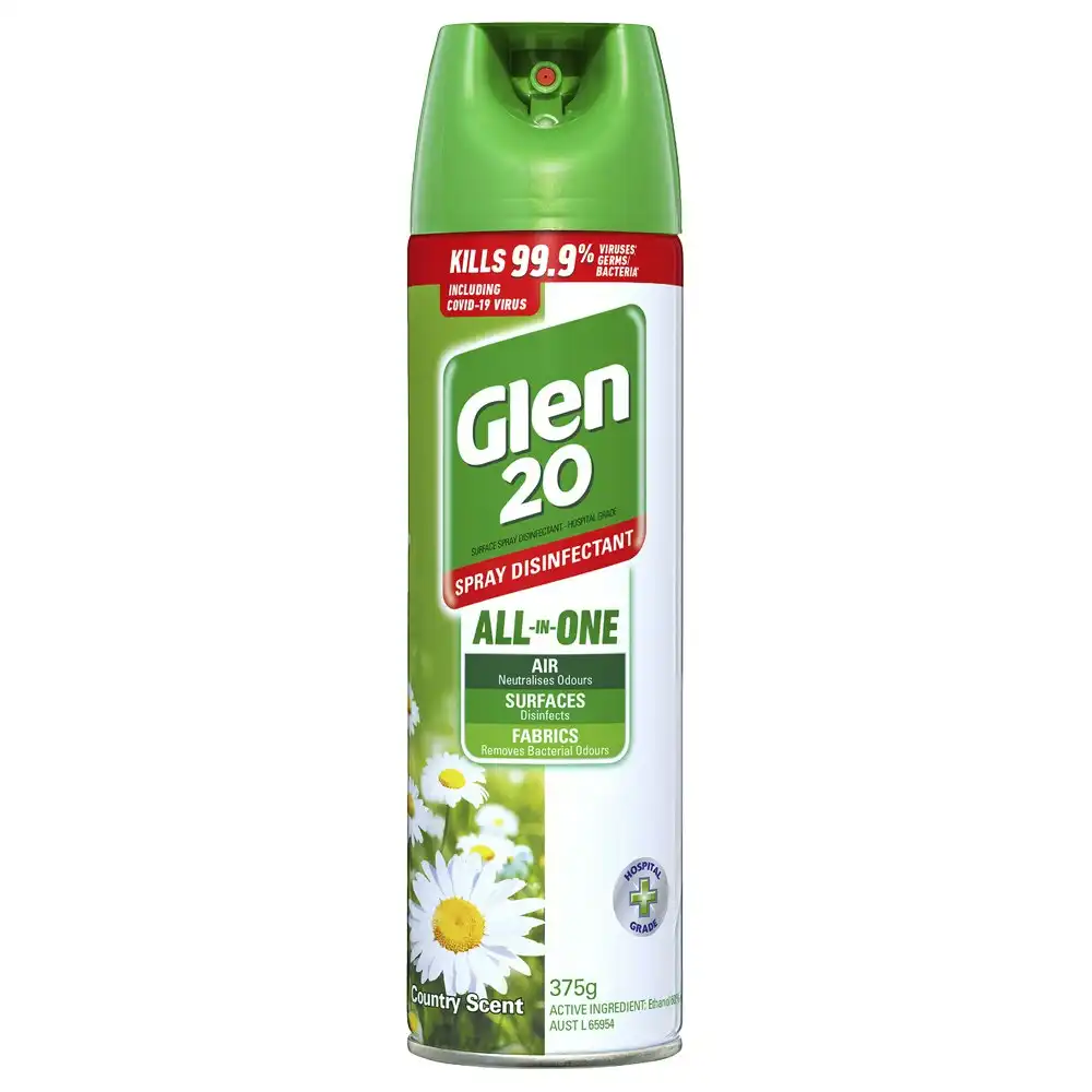 2x Glen 20 All-In-One 375g Air Spray Disinfectant Deodoriser Odour Neutraliser