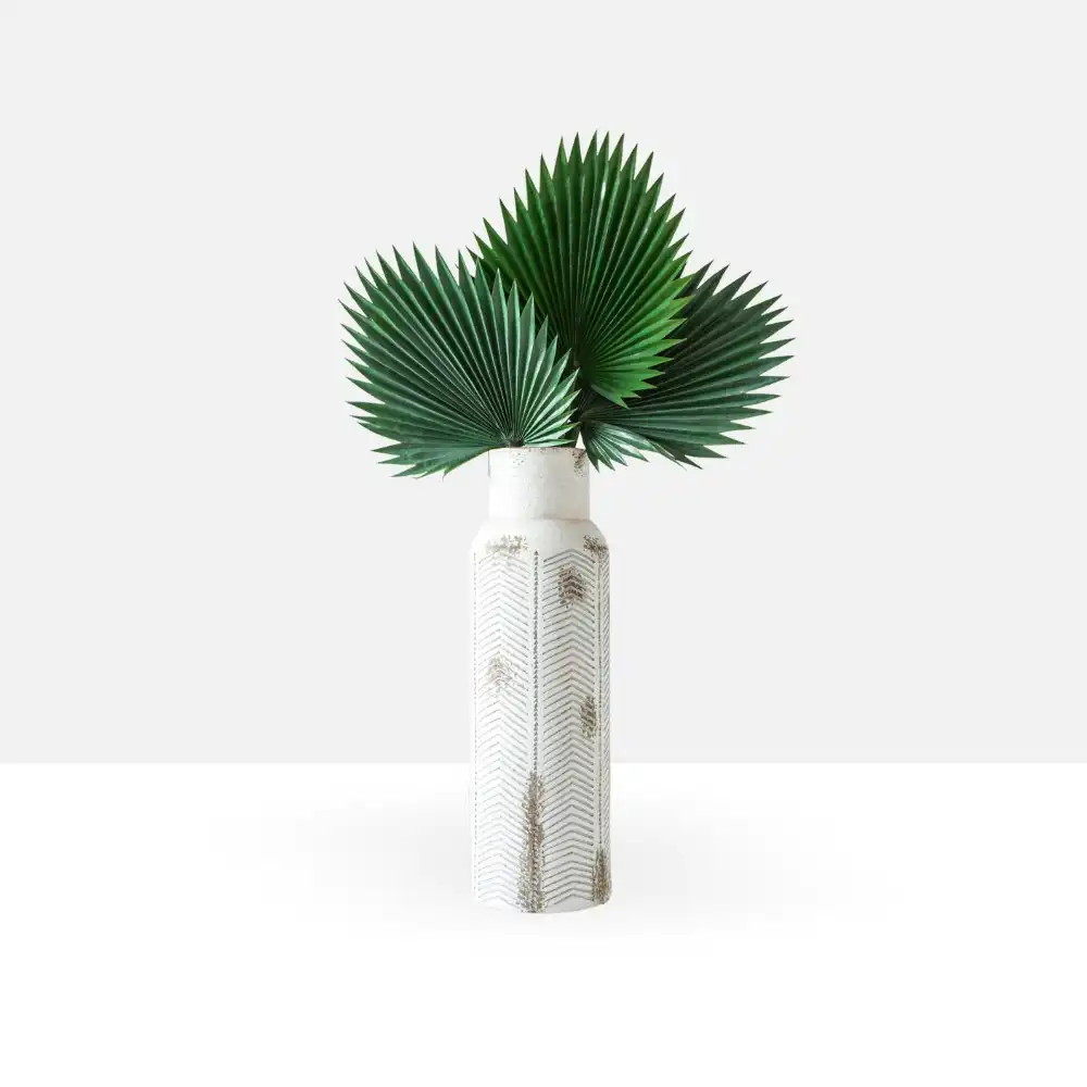 Rayell 65cm Fibreglass Kara Vase Display Home/Garden Decor L Distressed White