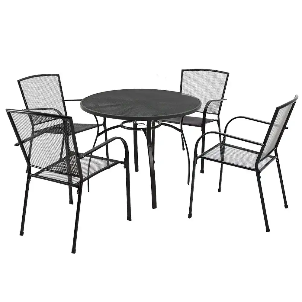 Fortia 5pc Outdoor Dining Furniture Set, Table and Chairs Setting for Outside with E-coating