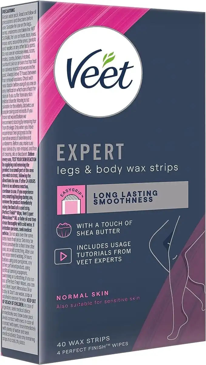 Veet Expert Hair Removal Strips Cold Wax Strips Legs & Body 40 pack
