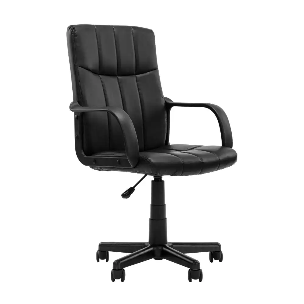 Grayson Modern PU Leather Computer Desk Task Office Chair Arms Rest Black