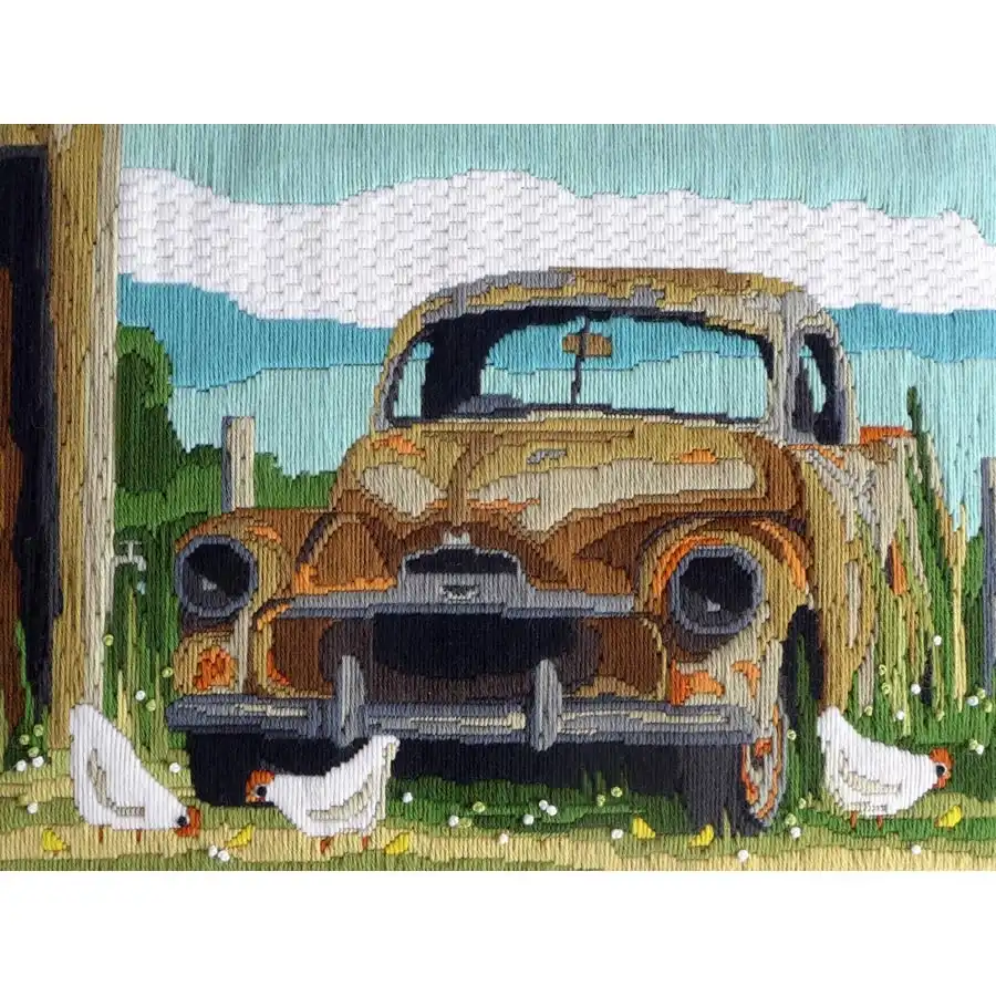 Rusty Old Car Long Stitch- Needlework
