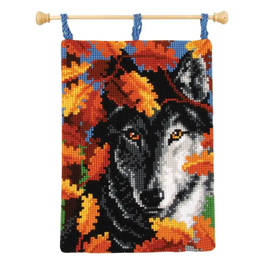 Autumn Wolf Needlepoint- Needlework