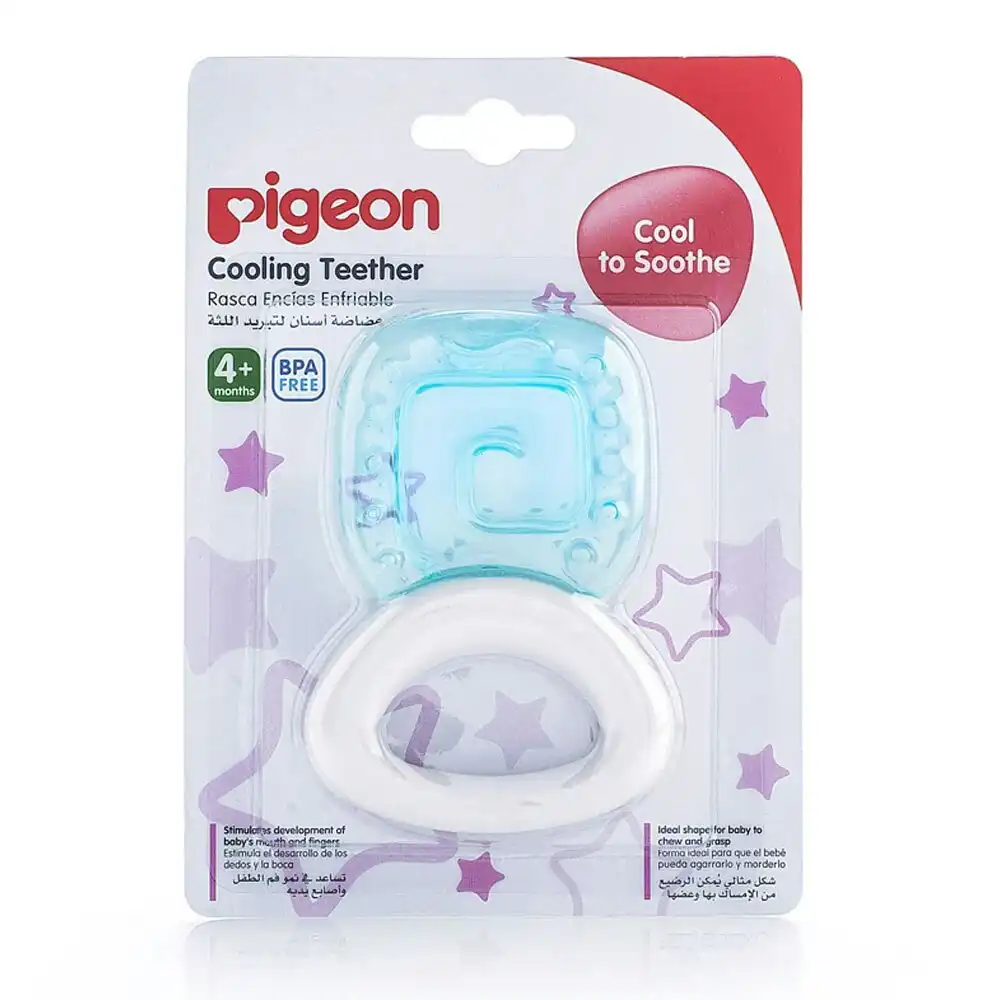 PIGEON Cooling Teether Square Baby/Infant 4m+ BPA Free Teething Toy Blue/White