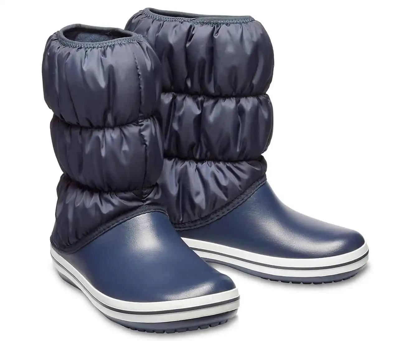 Crocs Women's Winter Puff Boot Puffer Shoes - Navy/White