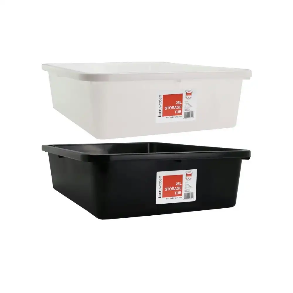 2x Boxsweden 25L/52.5cm Storage Tub/Container Home Organiser Tray/Box Assorted