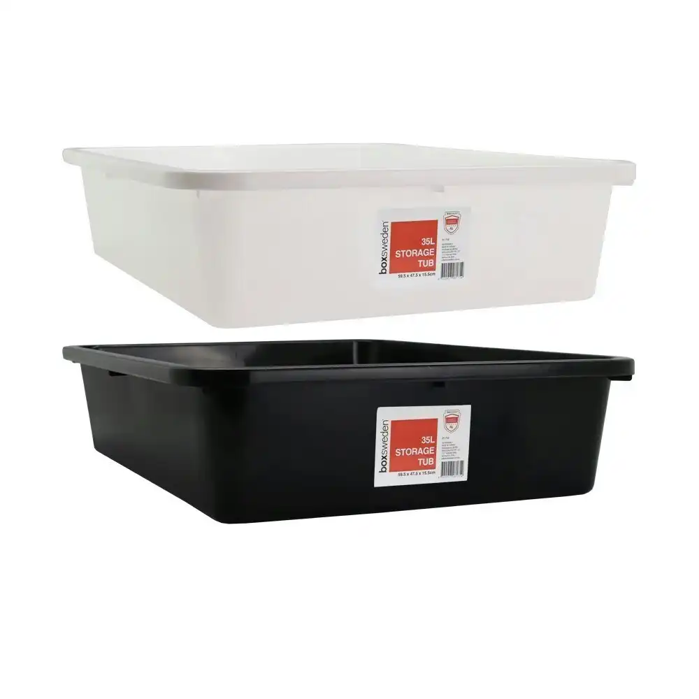 2x Boxsweden 35L Storage Tub 59.5cm Organiser Container Holder Tray Case Assort