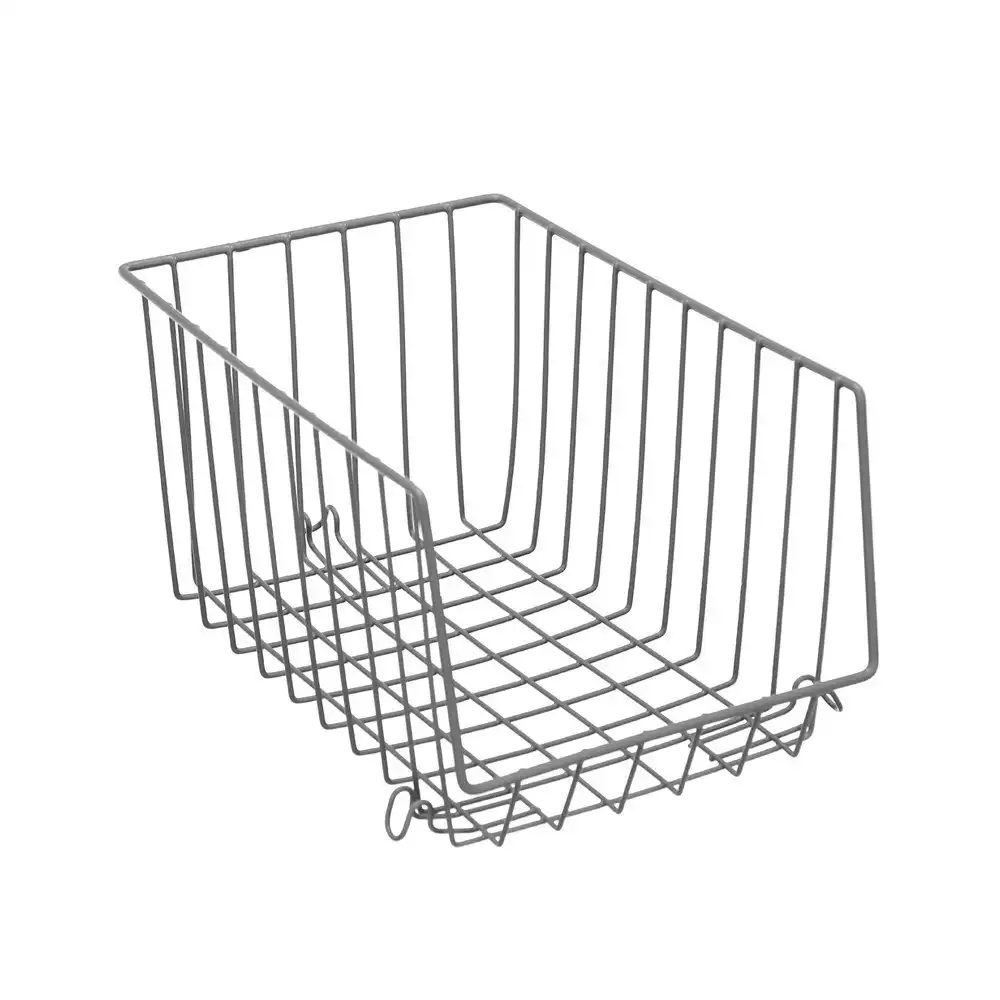 3x Boxsweden Wire Stackable Storage Basket 33cm Removable Organiser Holder Asst