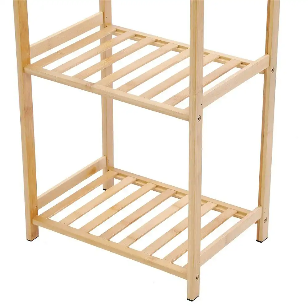Boxsweden 35x100cm 4-Tier Wooden Bamboo Storage Shelf Home Organiser Rack Stand