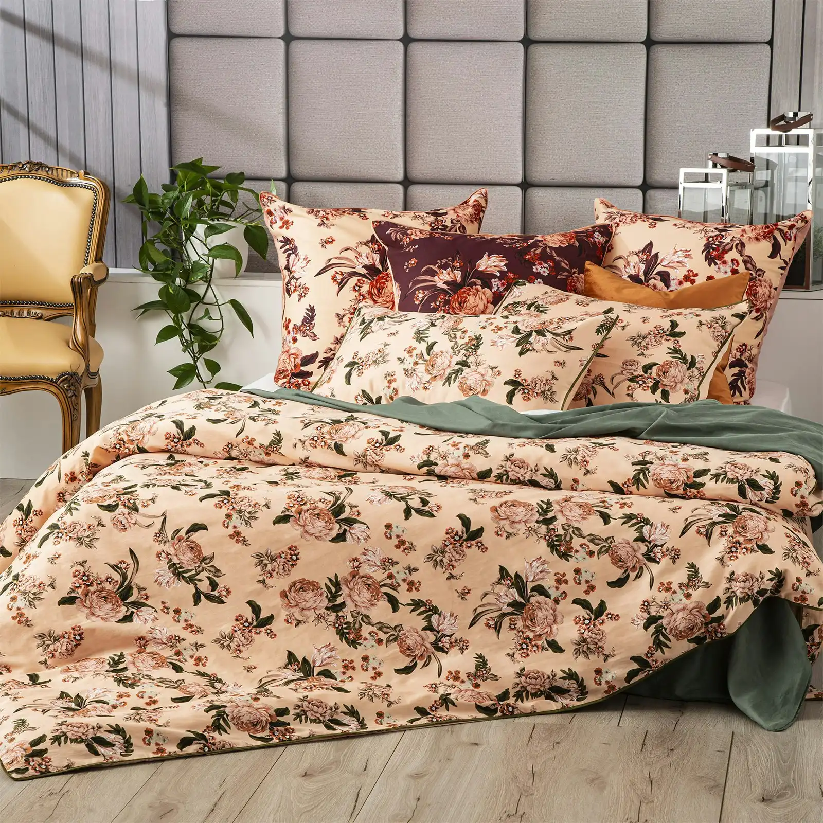 Renee Taylor 65cm Euro Pillowcase 300TC Cotton Pillow Cover Bed Secret Garden