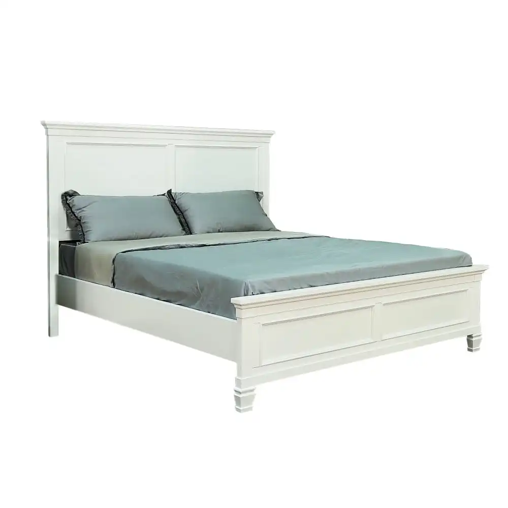 Seina Hampton Classic Solid Wooden Bed Frame King Size - White