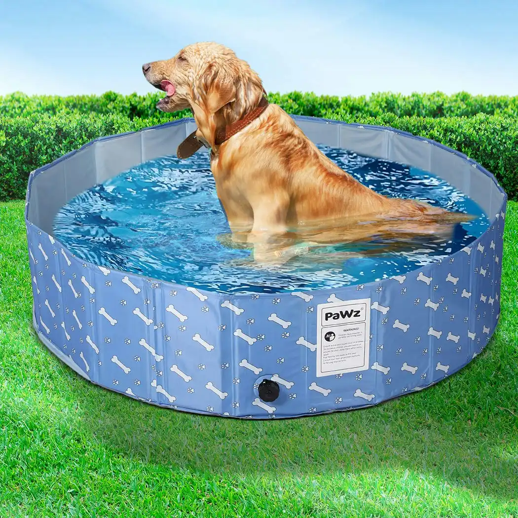 Pawz Folding Swimming Pool Dog Cat Washing Bath Tub Portable Summer Outoor Blue L