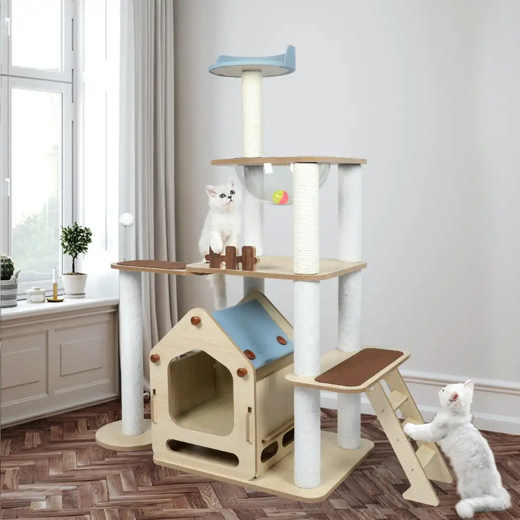 Pawz Cat Tree Scratching Post Scratcher Cats Tower Wood Furniture House 138cm