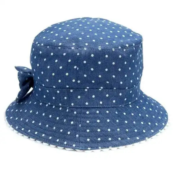 Baby Banz Hat for baby/toddler - Chambray Blue Dot 6 months - 2 years