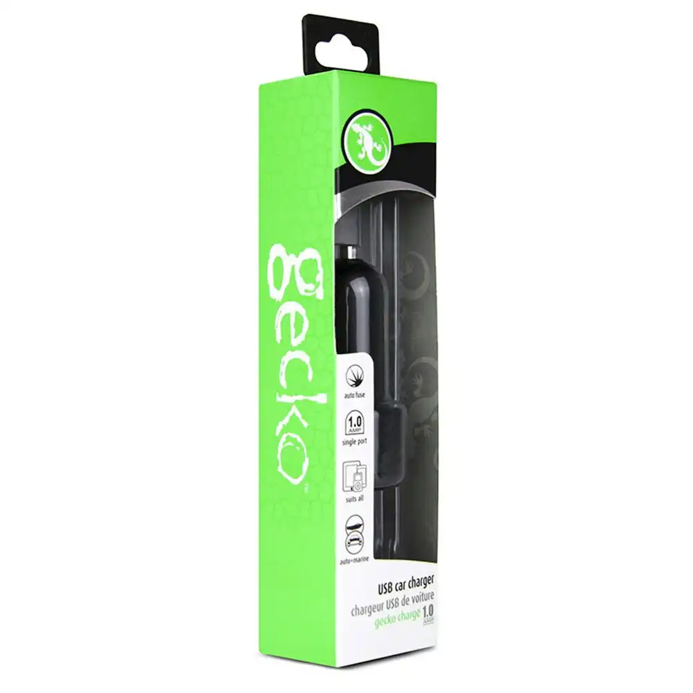 Gecko Smart 1.0A USB Car Charger for Smartphones GPS Tablet Dash Cameras Black